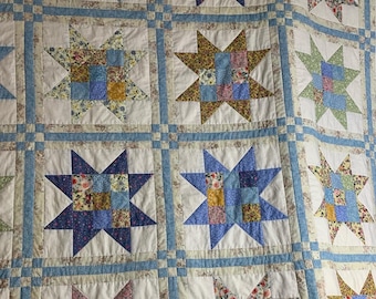 Homemade Patchwork Stars Queen Size Quilt Custom Order