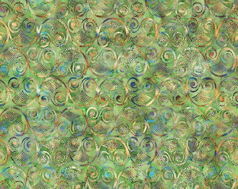 Sylvan Spirit Green Set Swirls 29367H by QT Fabrics Premium Cotton Fabric by the yard
