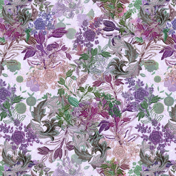 Botanical Charm Lilac Color by Hoffman Fabrics Premium Quilting Cotton Fabric Premium Quilting Cotton Fabric Continuous Cut