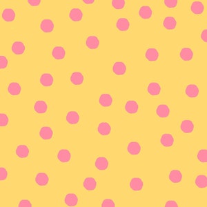 Jumbo Pink Dots on Yellow by Loralie Harris for Loralie Designs Fabric cotton fabric