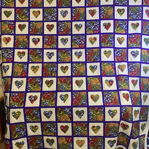 Wildflower Heart with Purple Accent Handmade Homemade Custom Queen Size Quilt