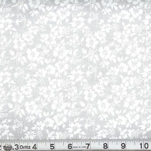 White on White Floral Quilting Cotton Fabric White Tonal Fabric by the Yard Continuous Cut