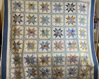 Homemade Patchwork Stars Queen Size Quilt Custom Order