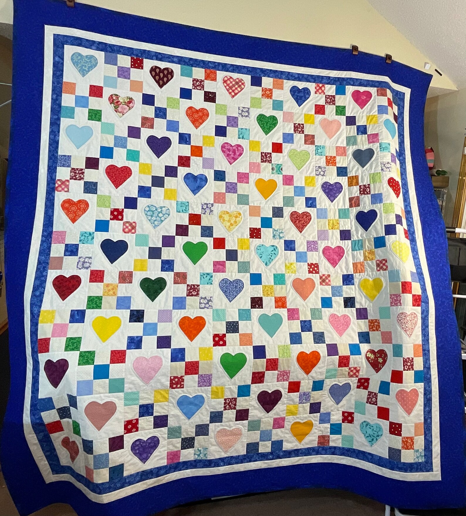 Extra Long Twin Size Custom Heart and Nine Patch Quilt Etsy
