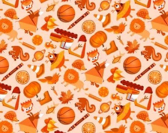 Orange Mini I Spy Objects by Timeless Treasures Fabrics Premium Cotton Fabrics by the yard Childrens ISpy Cotton Fabric