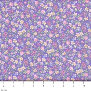 Lavender Calico Country Florals Quilting Cotton Medium Print