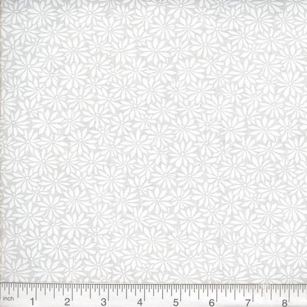 White on White Crazy Daisy Quilting Cotton Fabric White Tonal Fabric by the Yard Continuous Cut