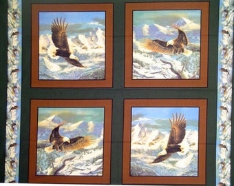 Soaring High Eagles Pillow Panel Cotton Fabric