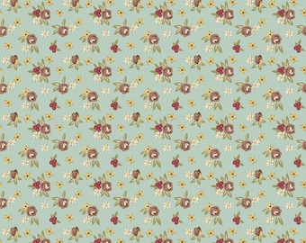 Aqua Buds 11043M-Q from French Market Collection by Maywood Studio Premium Cotton Fabrics by the yard Flower Florals Continuous Cut