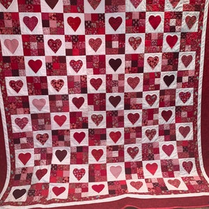 King Size Heart and Nine Patch Custom Quilt