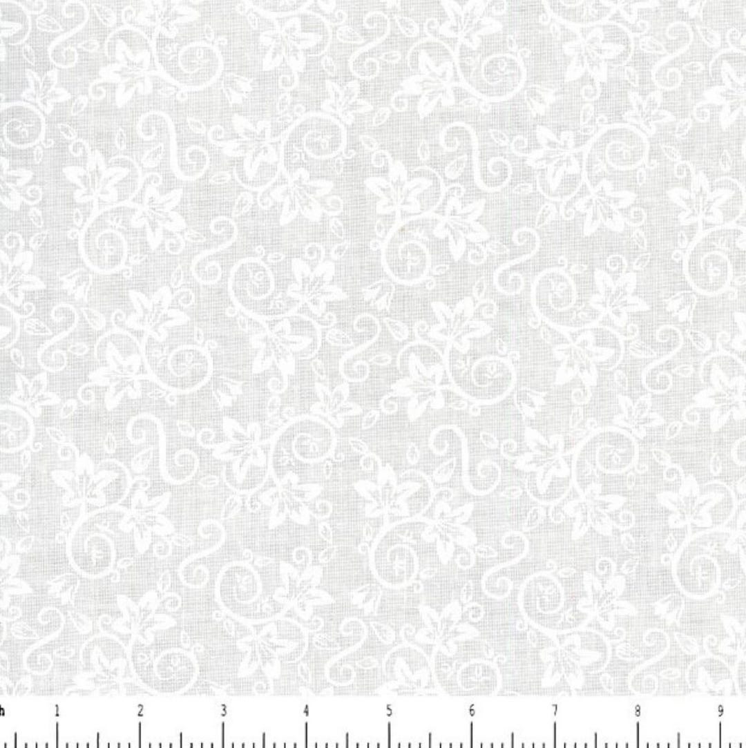 White on White Small Blooms on Vines White Quilting Cotton Fabric White ...