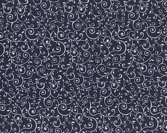 Blue and White Swirls Cotton Fabric Fabric by the Yard Premium Quilting Cotton Fabric Continuous Cut