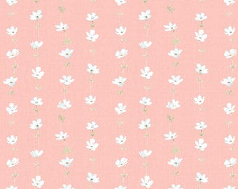 Daisy Days Collection Pink/Cream Floral Stripe by Wilmington Prints Fabrics Premium Cotton Fabrics by the yard Flowers Floral Continuous Cut