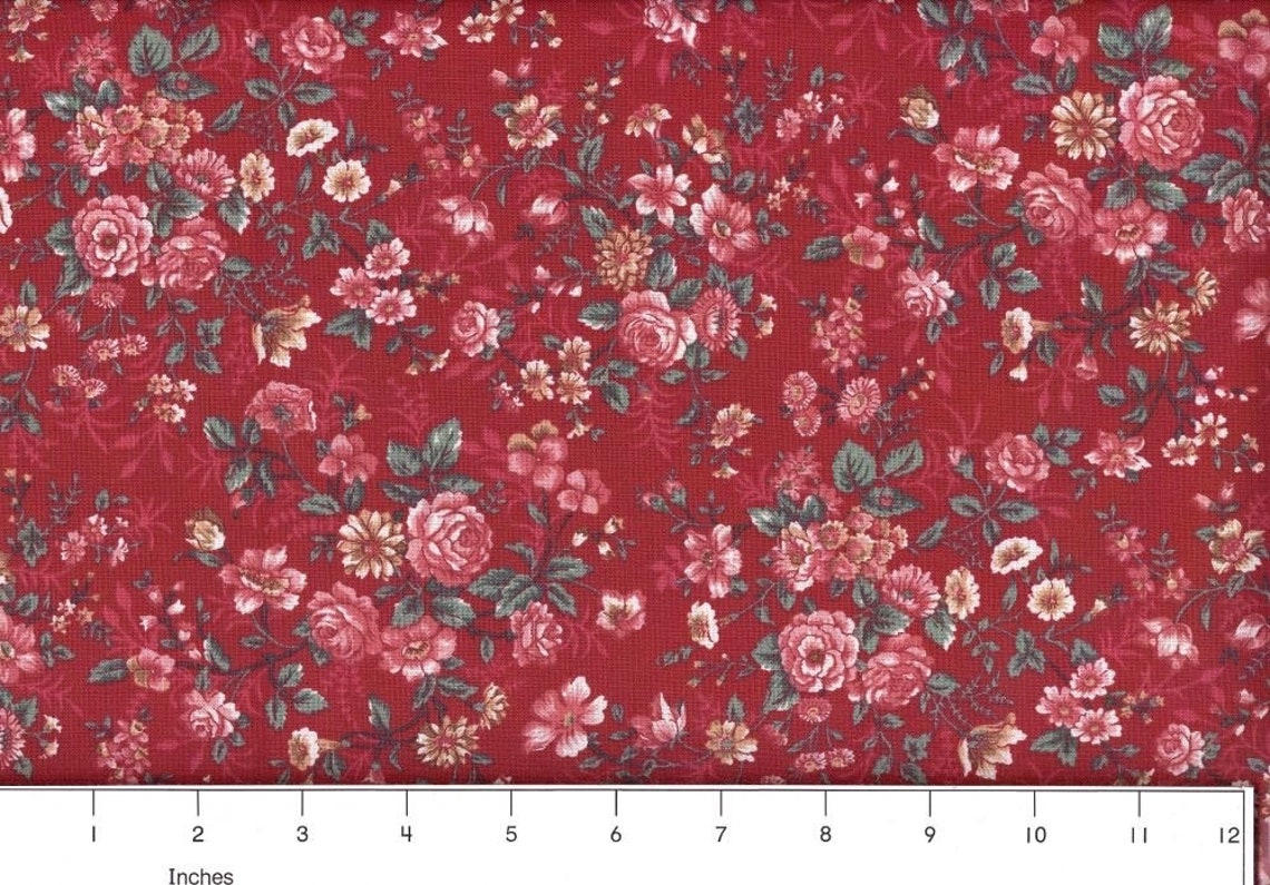 Large Pink Country Florals With Pink Background Quilting Cotton Calico ...