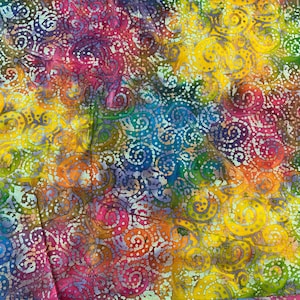 Batik Swirls Fabric Orange, Pink, Green, Blue and Purple. Fabric by the Yard Premium Cotton In a Rainbow of Colors continuous cut