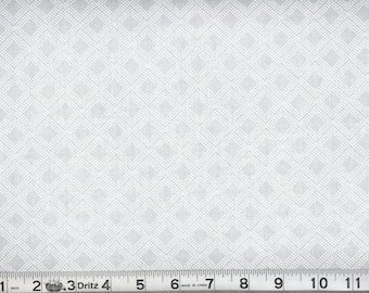 White on White Diamond Quilting Cotton Fabric White Tonal Fabric by the Yard Continuous Cut