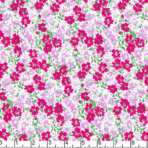 Flower Patch Flamingo Calico Pink Cotton Fabric Floral Fabric by the Yard Fabric for Sale