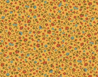 Ophelia Floral and Vine in Gold by QT Fabrics Fabric by the Yard 29126S