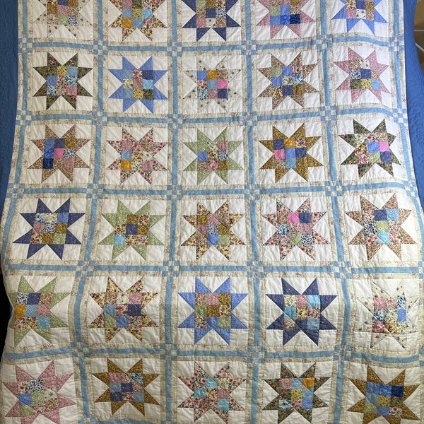 Homemade Patchwork Stars Queen Size Quilt Custom Order