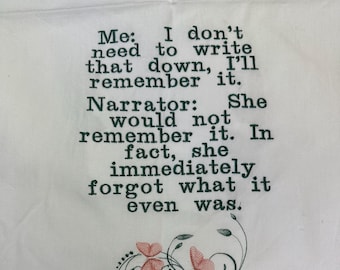 Embroidered Kitchen Towel with Funny Saying.  Premium Quality Cotton Towel With Butterflies