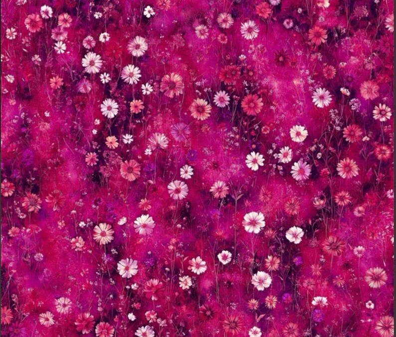 Wildflower Hot Pink With White Flowers Premium Quilting Cotton Fabric ...