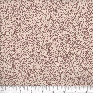 Burgundy and Cream Old Fashioned Look Cotton Fabric Fabric by the Yard Premium Quilting Cotton Fabric Continuous Cut