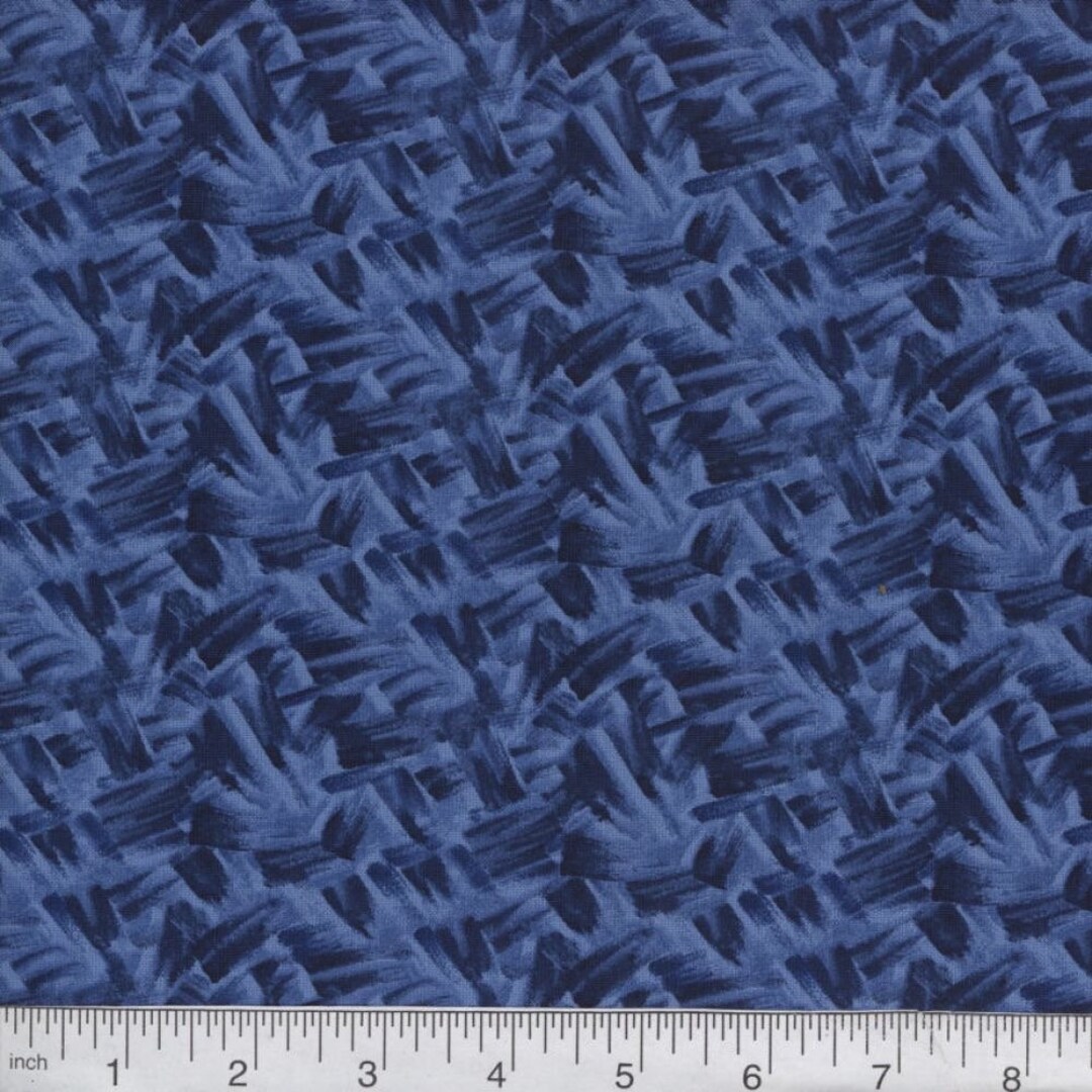 Navy Paint Cotton Fabric Floral Fabric by the Yard Fabric for Etsy