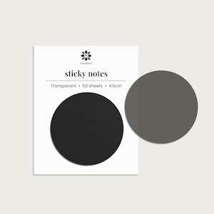 Transparent Sticky Note, Round, Black, Sticky Pad, Journalling, Office Supplies, Gift For Her