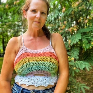 Early 2000s Crochet Rainbow Halter Top