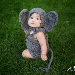 Crochet Baby Elephant Costume: Newborn Photo Prop, First Halloween