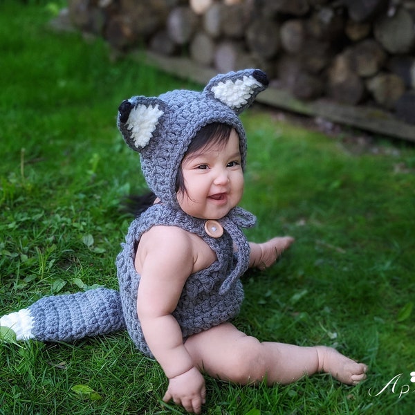 Baby Wolf Costume, Baby Wolf Outfit, First Halloween Costume, Crochet Baby Outfit,Baby boy/girl Costume,Baby Photo prop, Baby First Birthday