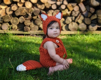 Baby Fox Costume, Baby Fox Outfit, First Halloween Costume, Crochet Baby Outfit, Baby boy/girl Costume, Baby Fox Photo prop,Baby Shower Gift