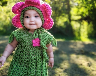 Tenue de fée des fleurs | Patron au crochet I Costume au crochet | Robe bébé | Costume d'Halloween pour bébé | Tenue de fille I Fichier PDF