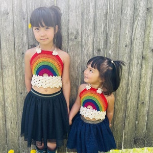 Crochet PATTERN Rainbow Halter Top for Newborn up to 10 year old, Downloadable Crochet Pattern Only