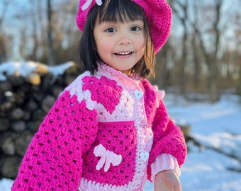 PATTERN: Crochet Kids Granny Square Cardigan, Valentine's Day Outfit, PDF File, Digital Download