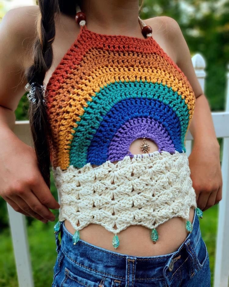 PATTERN: Crochet Rainbow Halter Top, Newborn to 10 Year Old, PDF