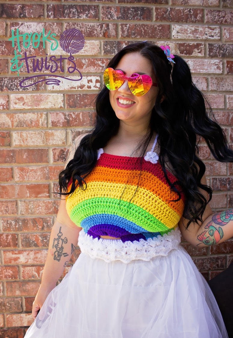 40 Crochet Halter Tops with Lace, Mesh, and Granny Squares 32 Pattern: Crochet Rainbow Halter Top