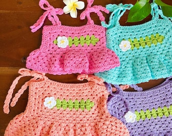 PATTERN: Crochet Dress, Peplum & Crop Top, Infant to Adult, PDF File, Digital Download