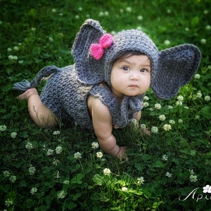 Baby Elephant Costume,Baby Elephant Outfit,First Halloween Costume,Crochet Baby Outfit,Girl/Boy Baby Costume, Baby Photo prop,First birthday