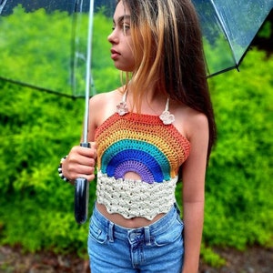 Crochet PATTERN Rainbow Halter Top for Newborn up to 10 year old, Downloadable Crochet Pattern Only