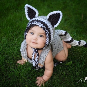 Baby Raccoon Costume,Baby Raccoon Outfit,First Halloween Costume,Crochet Baby Outfit, Baby boy/girl Costume,Baby Photo prop,Baby Shower Gift