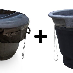 May include: A black tub cover and a black tub insulator. The cover is draped over a tub, with the "Polar Protector" logo visible. The insulator has a drawstring and the same logo.