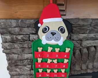 2022 Pug Puppy Advent Calendar For Dogs, Christmas Gifts For Kids, Holiday Decor, Holiday Home Decoration, Kids Nursery Decor, Dog Treats