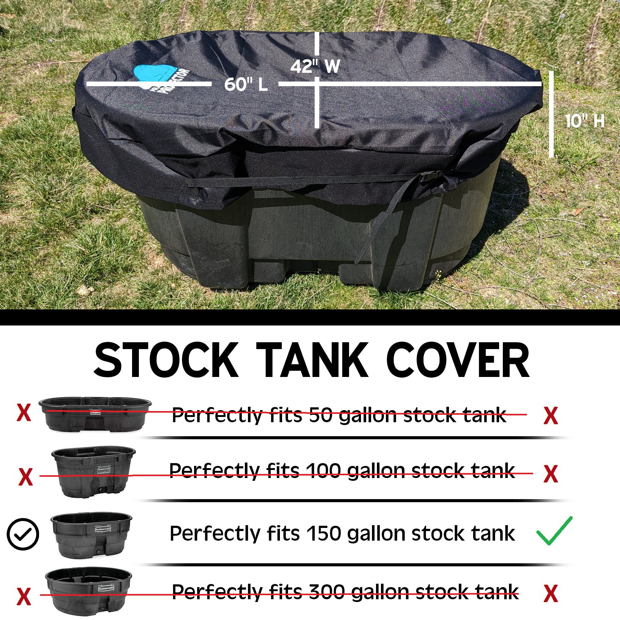  Waterproof Stock Tank Pool Cover, rubermaid 150 Gallon Water  Tank Cover for Outside, 420D Oxford Inground Pool Cover, Hot Tub Cover for  Dustproof Weather Resistant and Waterproof Anti-UV : Patio