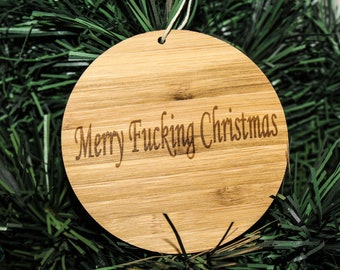 Merry Fucking Christmas Funny Christmas Ornaments for Adults - Funny Home Decor - Xmas Tree Decoration - Gag Gift Stocking Stuffer