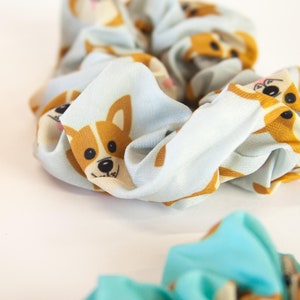 DOG, CORGI Hair Scrunchies, Hair Ties, Gentle Hair Elastic, Hair Accessories, Cotton, Strong Elastic, High Quality Unique Gift 4 Pack image 4