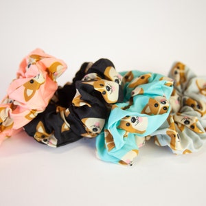 DOG, CORGI Hair Scrunchies, Hair Ties, Gentle Hair Elastic, Hair Accessories, Cotton, Strong Elastic, High Quality Unique Gift 4 Pack image 7