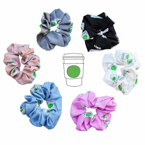 Coffee Scrunchies, Starbucks, Hair Ties, 6 Pack, Hair Accessories, Gentle Hair Elastic, , Stocking Stuffer, Dark Roast, Black Coffee Cup