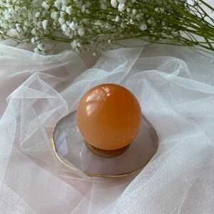 Orange Selenite Ball - Selenite Sphere - Crystal Gemstone Ball