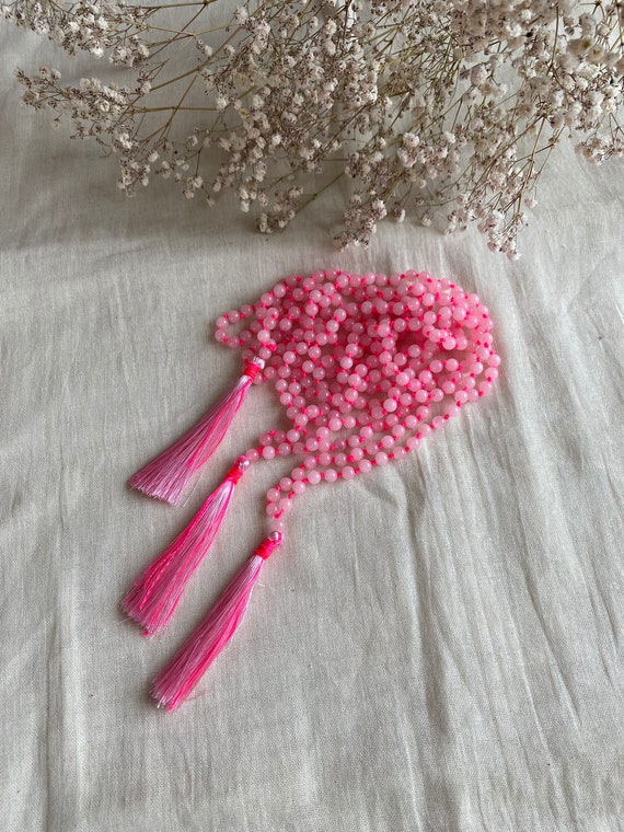 Buy Rose Quartz Mala Rose Quartz Necklace Knotted Mala Prayer
